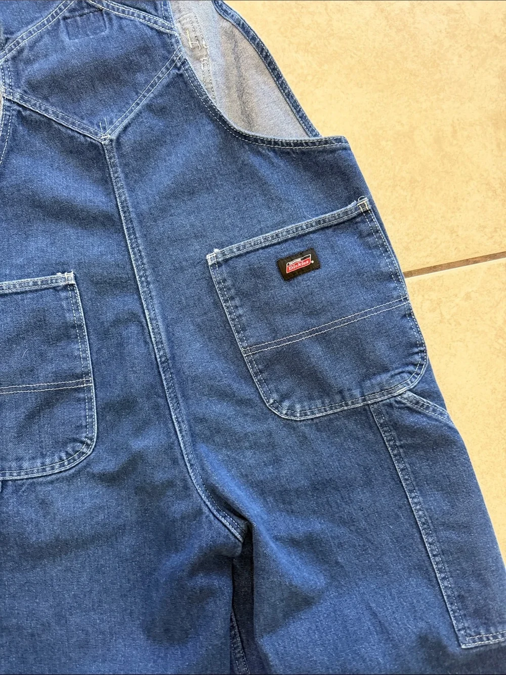 Dickies Men's Blue Relaxed Denim Overalls